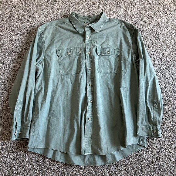 L.L.Bean Mens XXL Traditional Fit Green Button-Up Shirt Long Sleeve Shirt - Picture 8 of 8